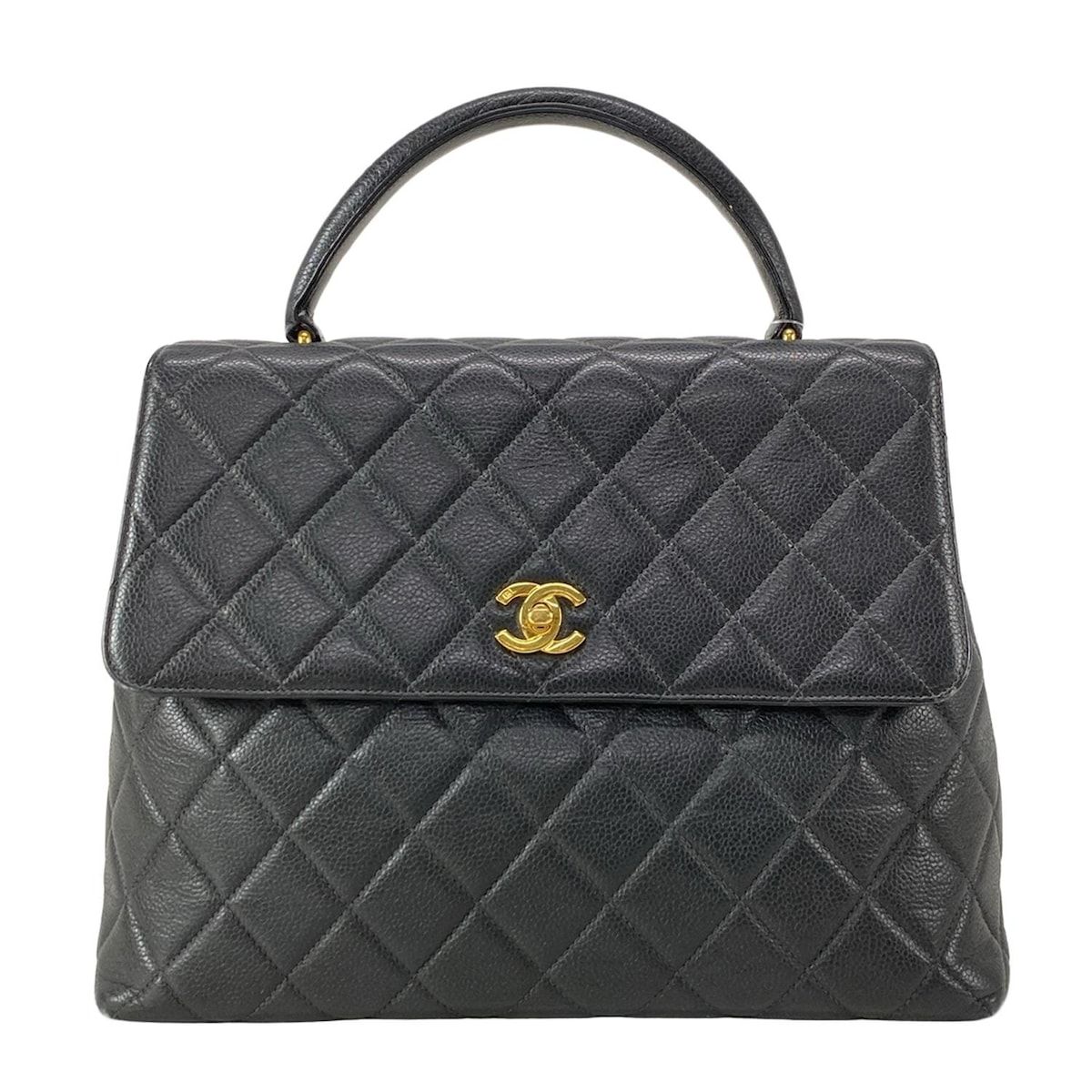 CHANEL シャネル ハンドバッグ 台形バッグ マトラッセ A12397 黒 ゴールド金具