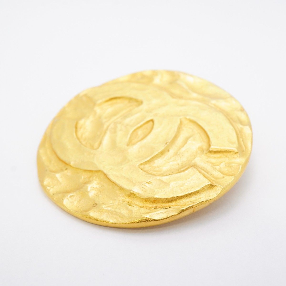 5jmb0634 シャネル ブローチ ヴィンテージ ココマーク 丸型 サークル GPメッキ ゴールド レディース