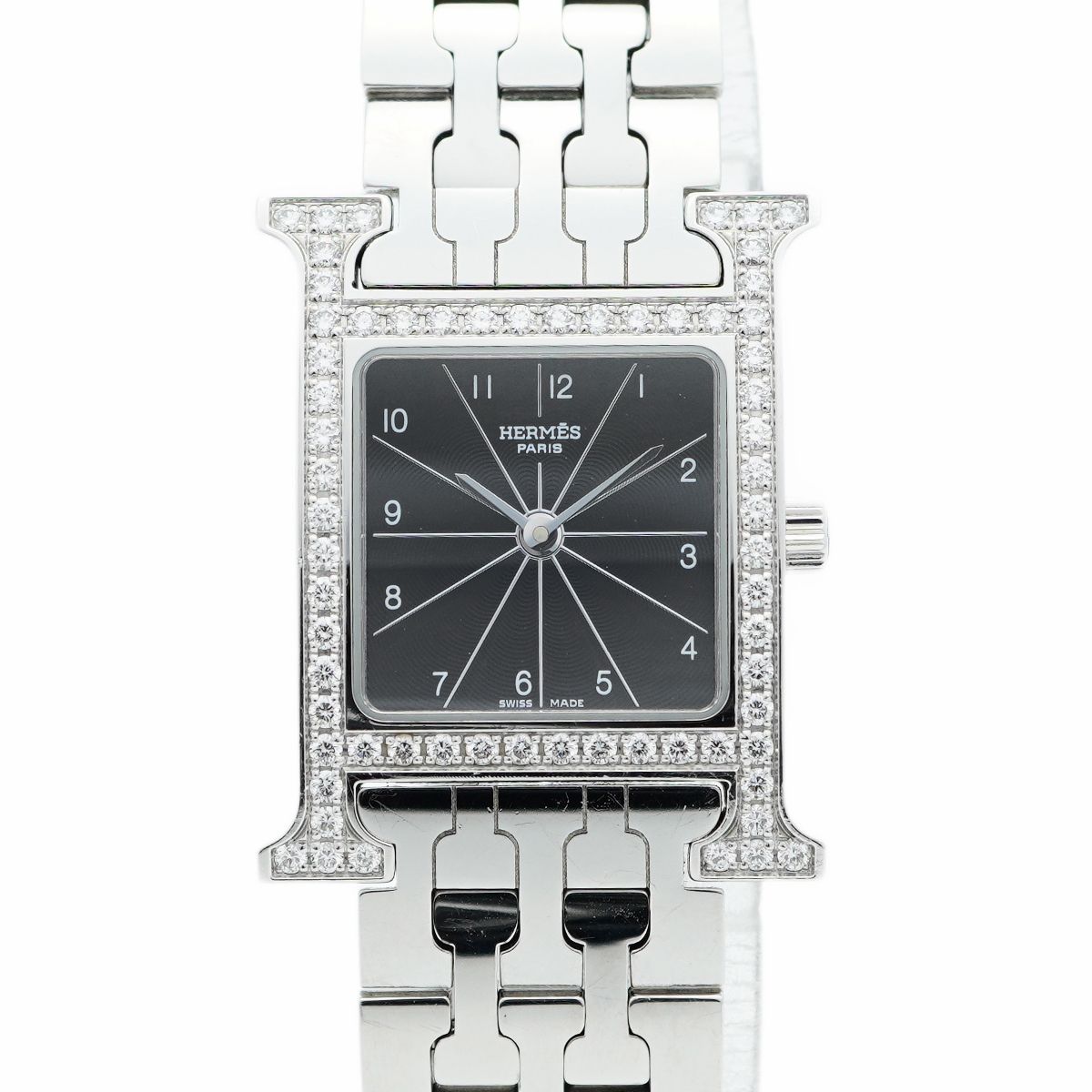 5wwo0009 エルメス Hウォッチ HH1.230 黒文字盤 腕時計 レディース