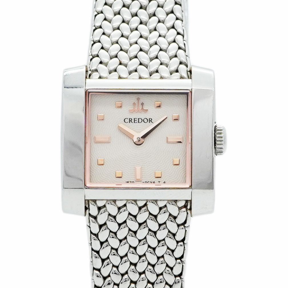 5wwo0037 セイコー クレドール 1E70-0BZ0 ピンク文字盤 腕時計 レディース