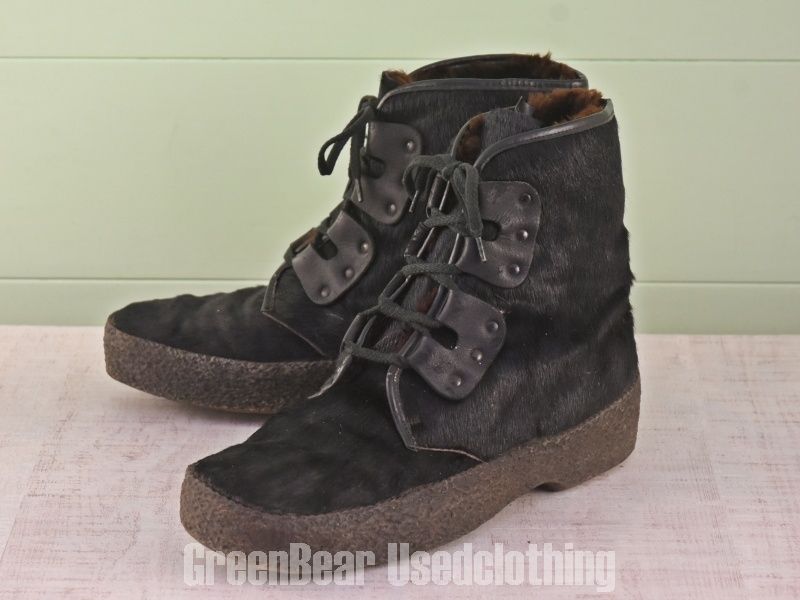 D043 ビンテージ エスキモーブーツ ハラコ 黒 メンズ 9 27cm