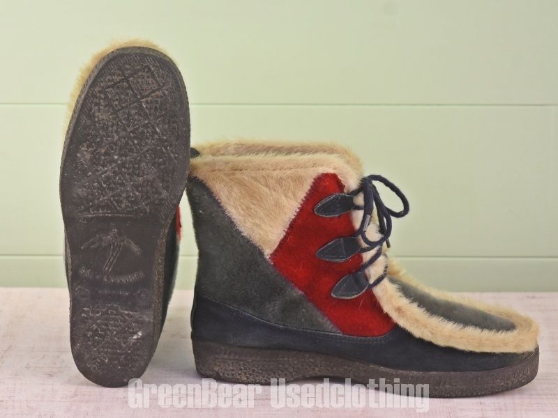 D 046 フランス製 SKI-LOUNGER ビンテージ エスキモーブーツ アザラシ毛 メンズ 40 25 cm
