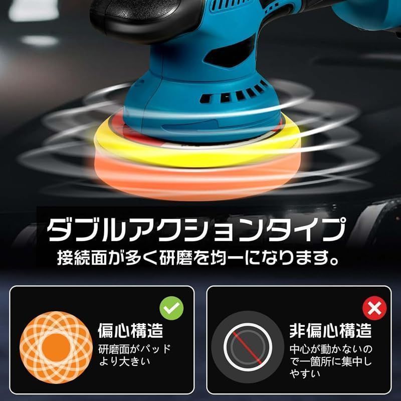 ポリッシャー 充電式 電動ポリッシャー ダブルアクションポリッシャー