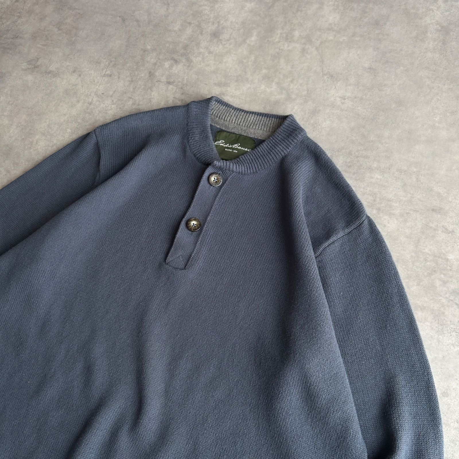 10s/Eddie Bauer/エディーバウアー/コットンニット/ヘンリーネック 