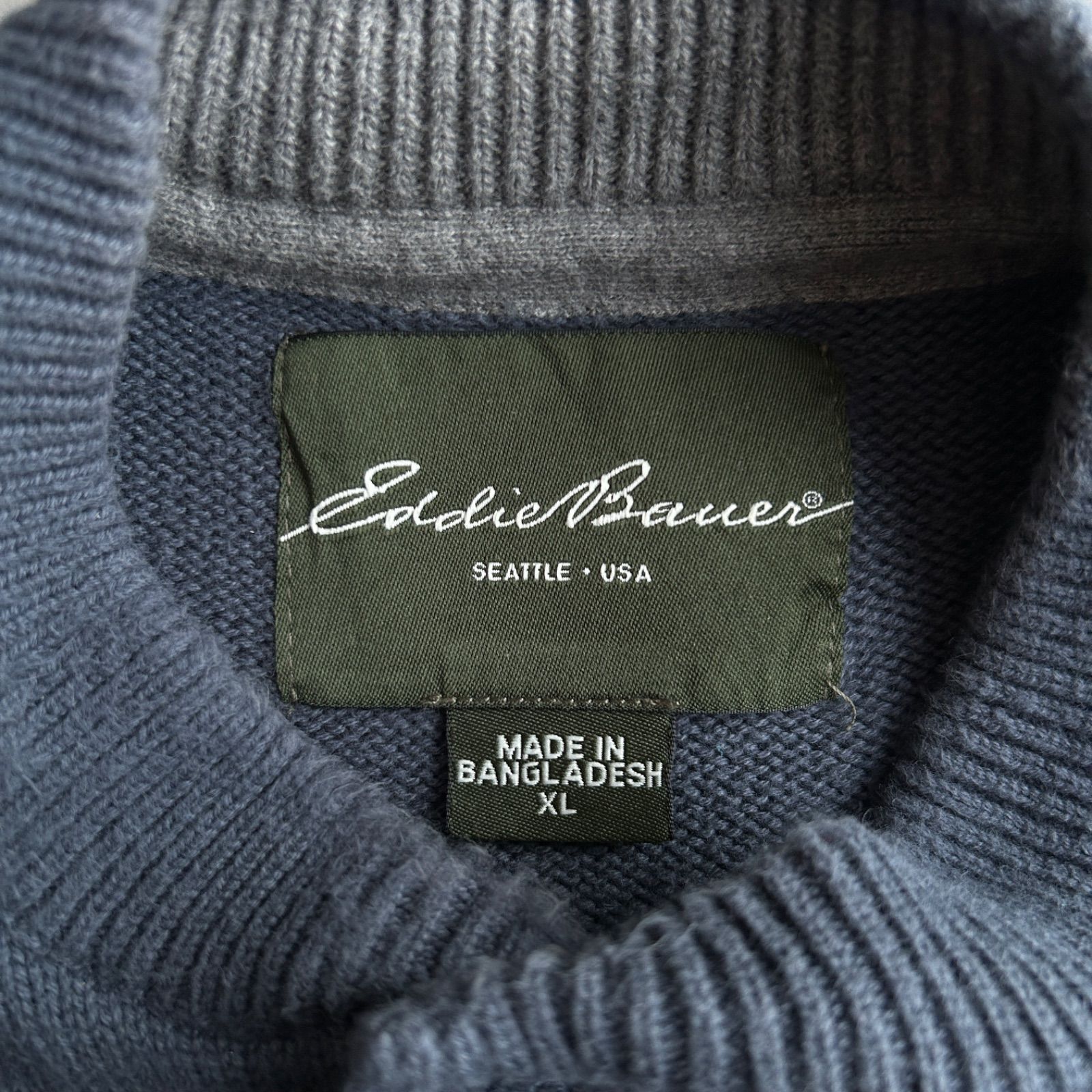 10s/Eddie Bauer/エディーバウアー/コットンニット/ヘンリーネック 