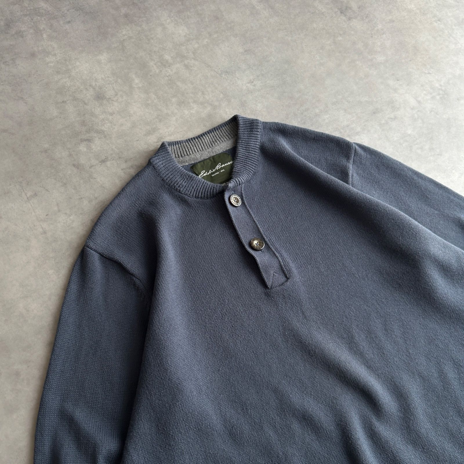 10s/Eddie Bauer/エディーバウアー/コットンニット/ヘンリーネック 