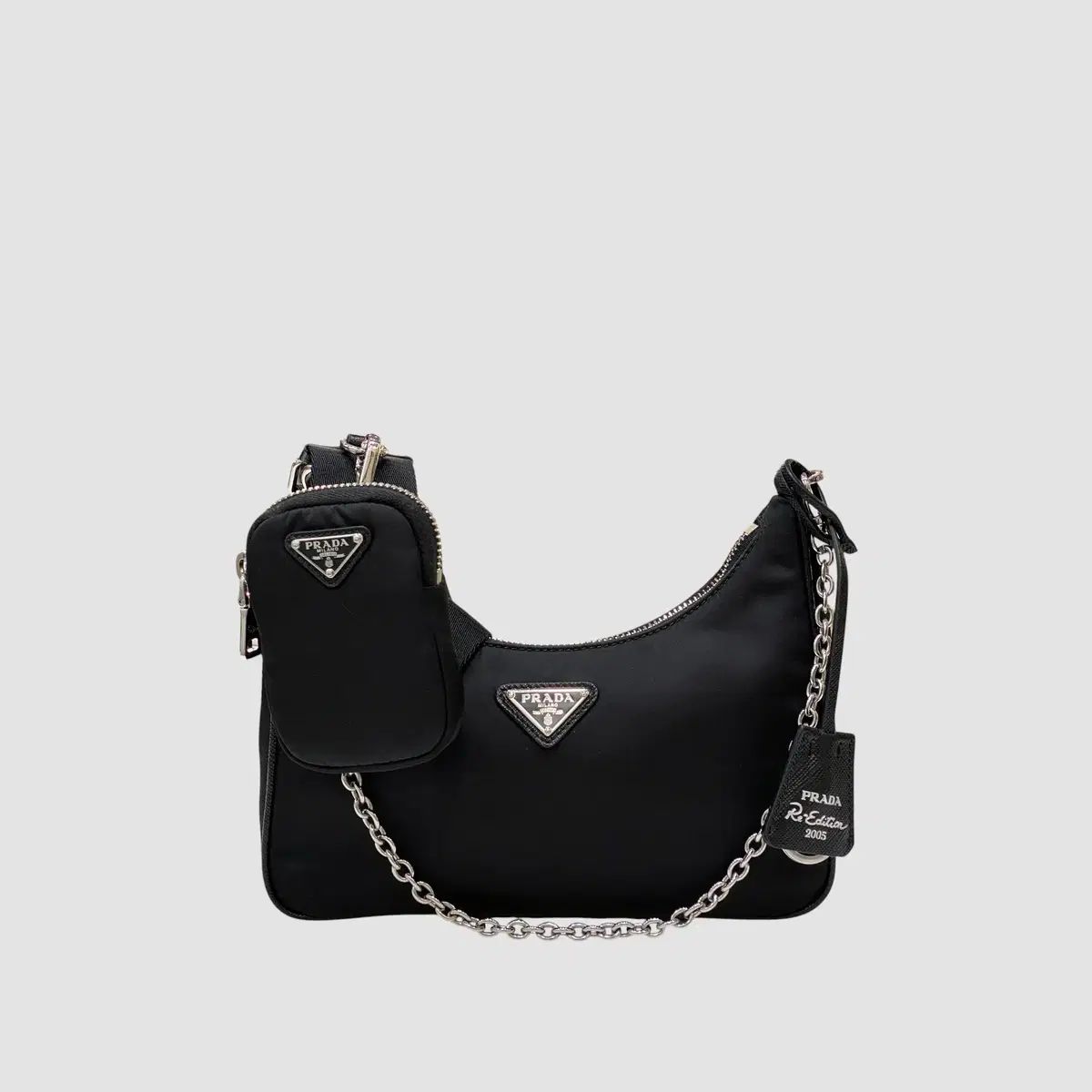 プラダ リナイロン テスート ホーボー クロスバッグ ブラック 1BH204