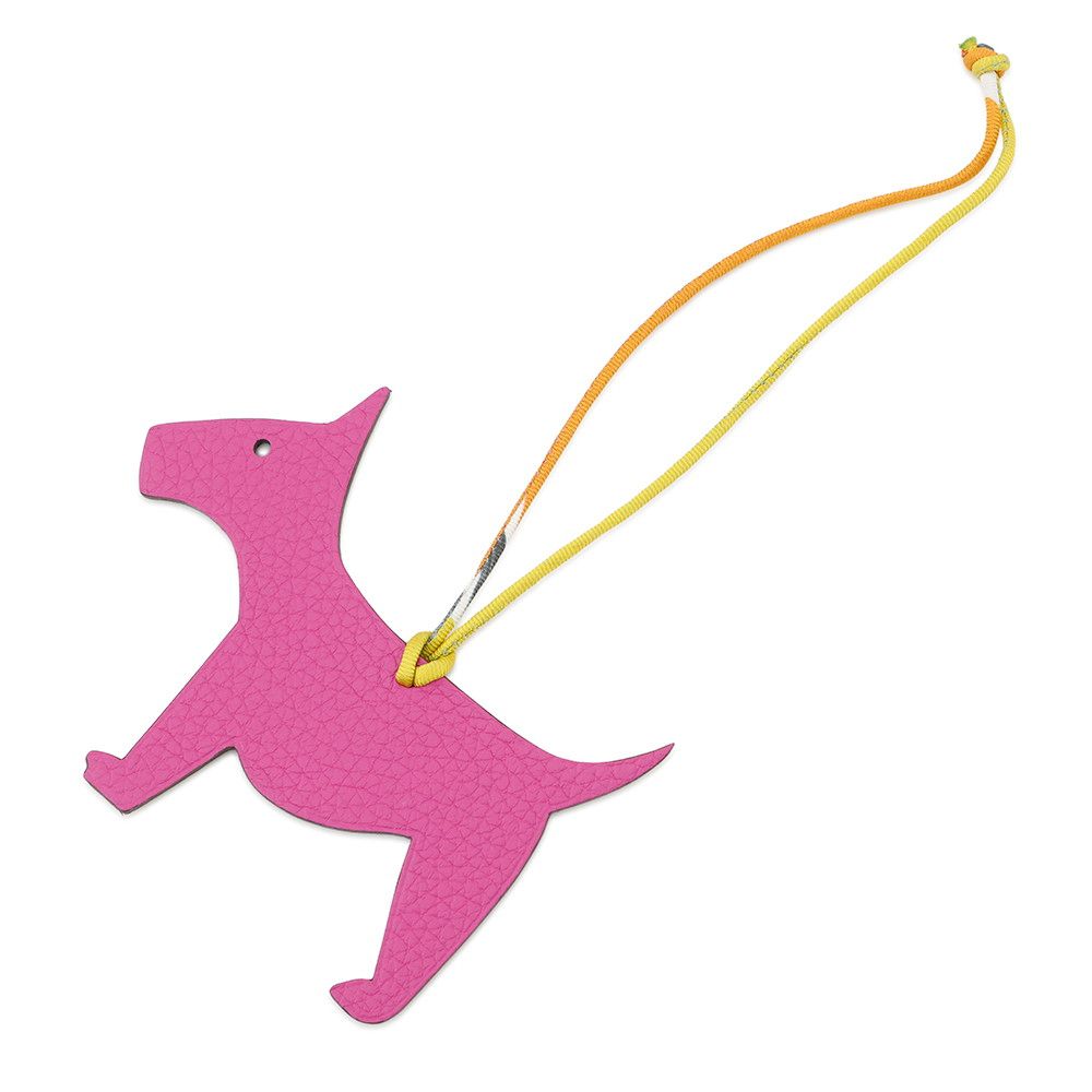 エルメス バッグチャーム プティアッシュ ドッグ マグノリア ブラウン トリヨンクレマンス シェブル 犬