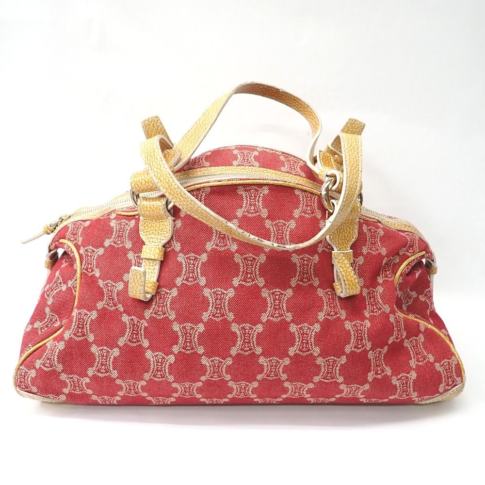 Ft6328121 セリーヌ ボストンバッグ デニム マカダム レッド イエロー レディース CELINE