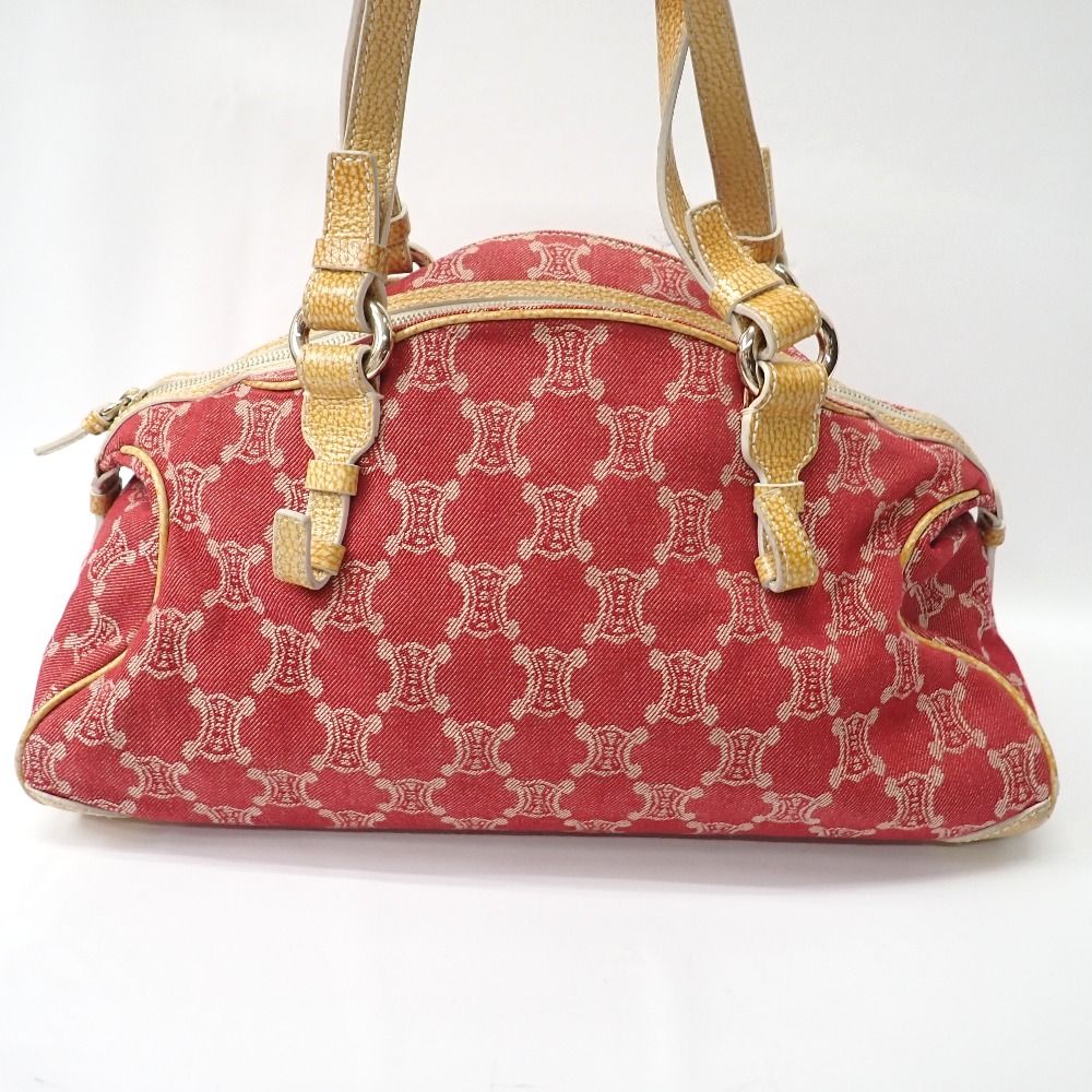 Ft6328121 セリーヌ ボストンバッグ デニム マカダム レッド イエロー レディース CELINE