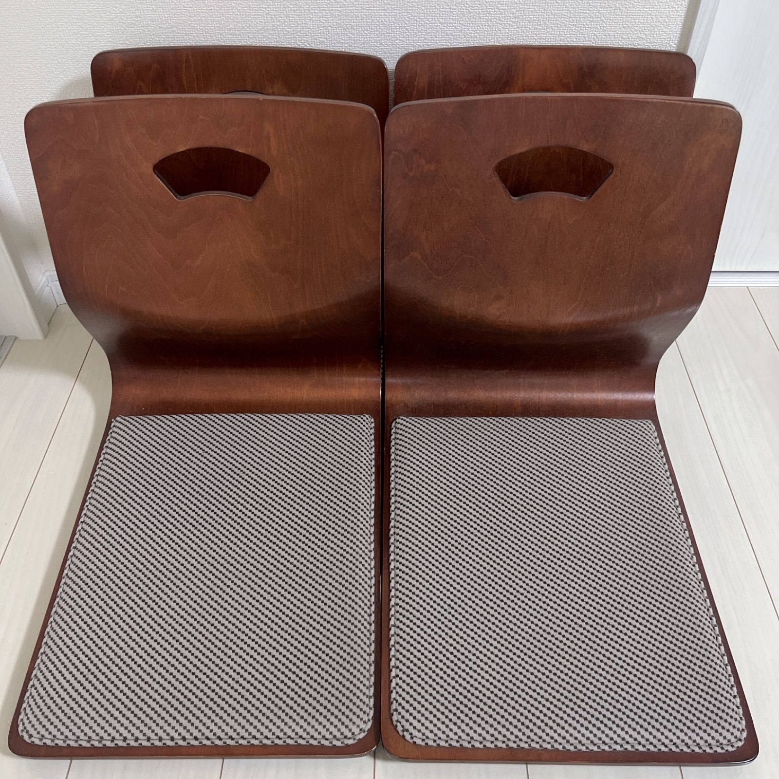 光製作所 座椅子4脚セット 曲がり木製 クッション付き 和風 座敷 旅館 HIKARI 居酒屋