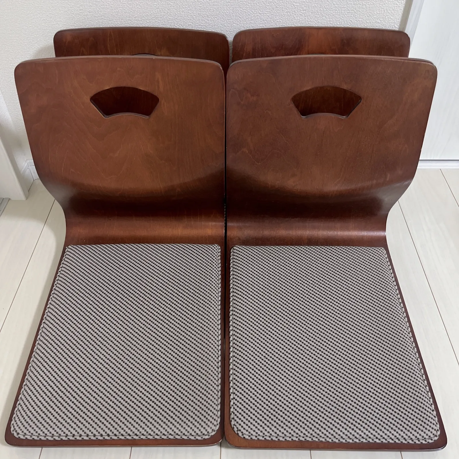 光製作所 座椅子4脚セット 曲がり木製 クッション付き 安い 和風 座敷