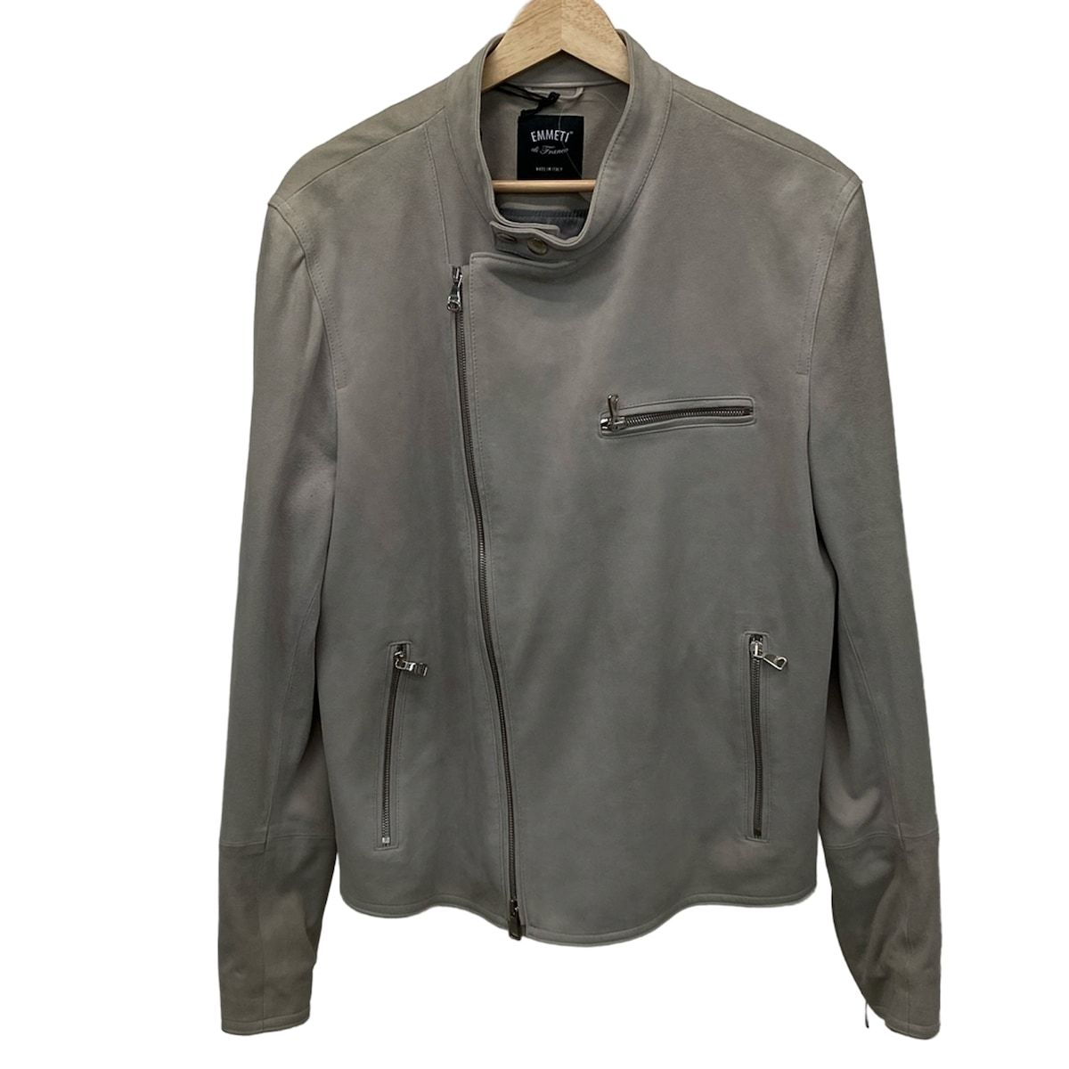 EMMETI エンメティ ライダースジャケット サイズ50 メンズ - ライトグレー 長袖 スエード 春 秋