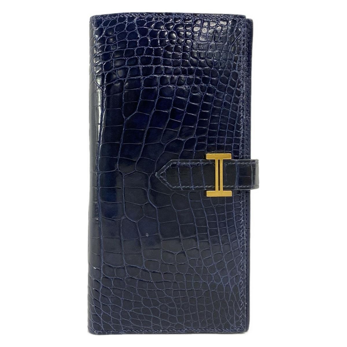 HERMES エルメス 長財布 ベアンスフレ ブルーアンクル 新型金具 ゴールド金具