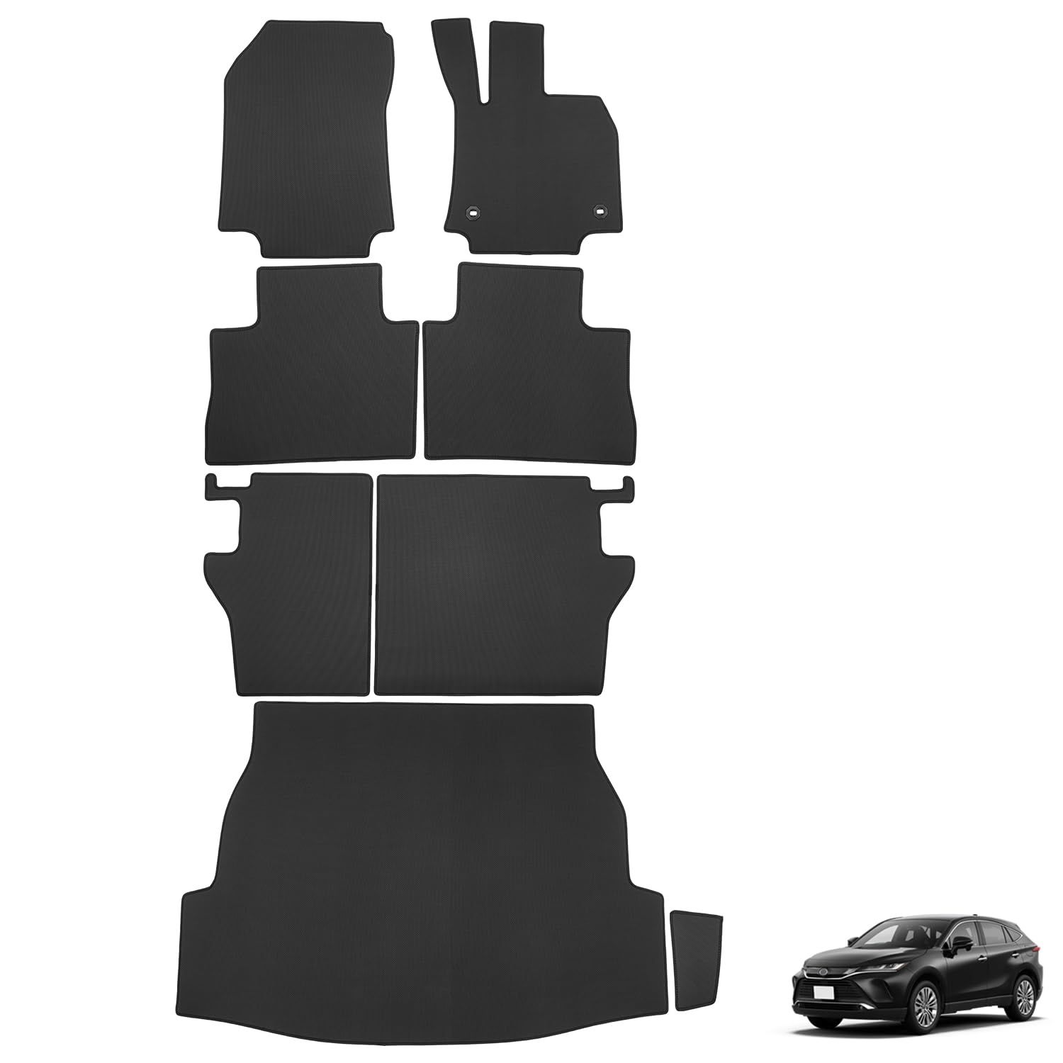 Mixsuper ハリアー 80系 フロアマット ラゲッジマット シートバックマット 7点セット 2Dカーマット HARRIER AXUH80 AXUH85型 ラゲッジトレイ ハリアー80 カスタムパーツ 防水 PVC滑り止め素材 巻け収納 耐摩擦 耐汚