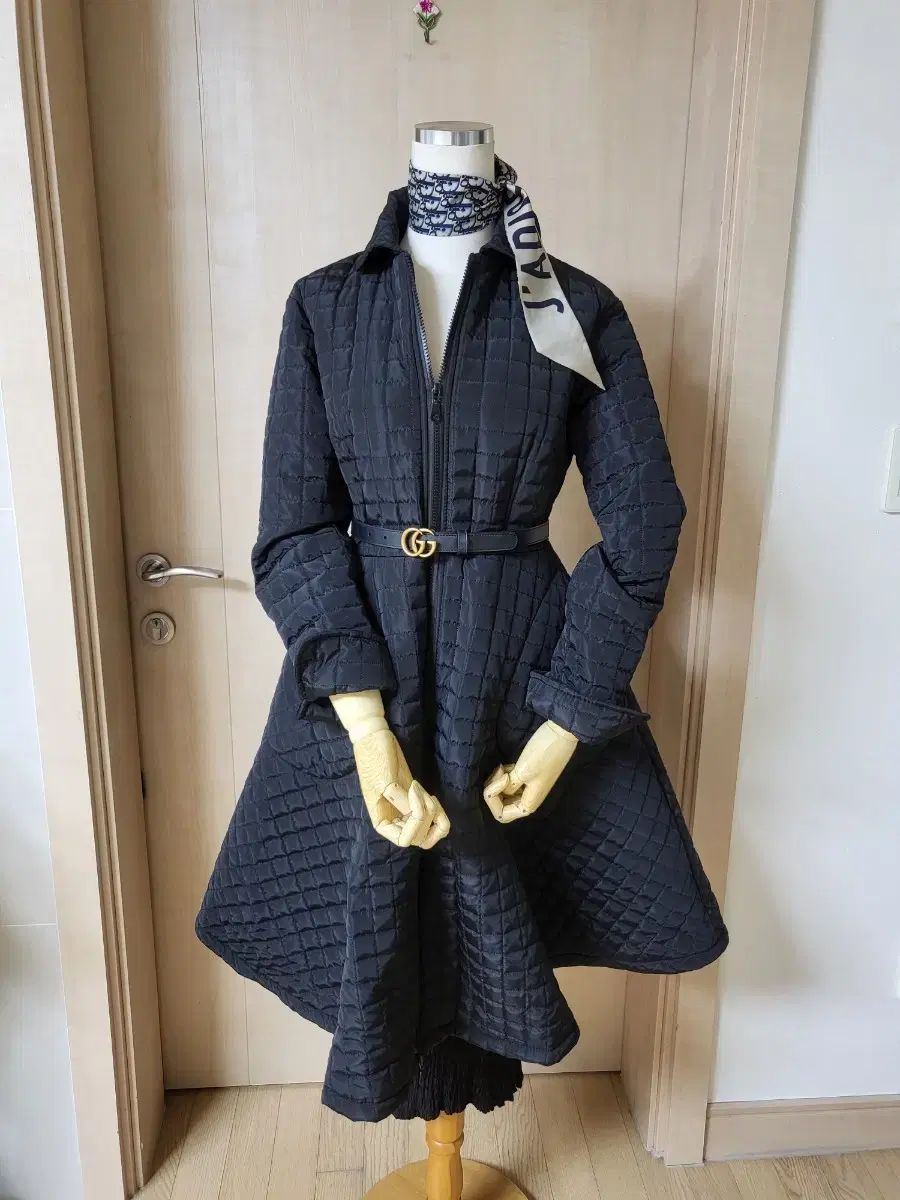 キルティング ブラック ロング コート