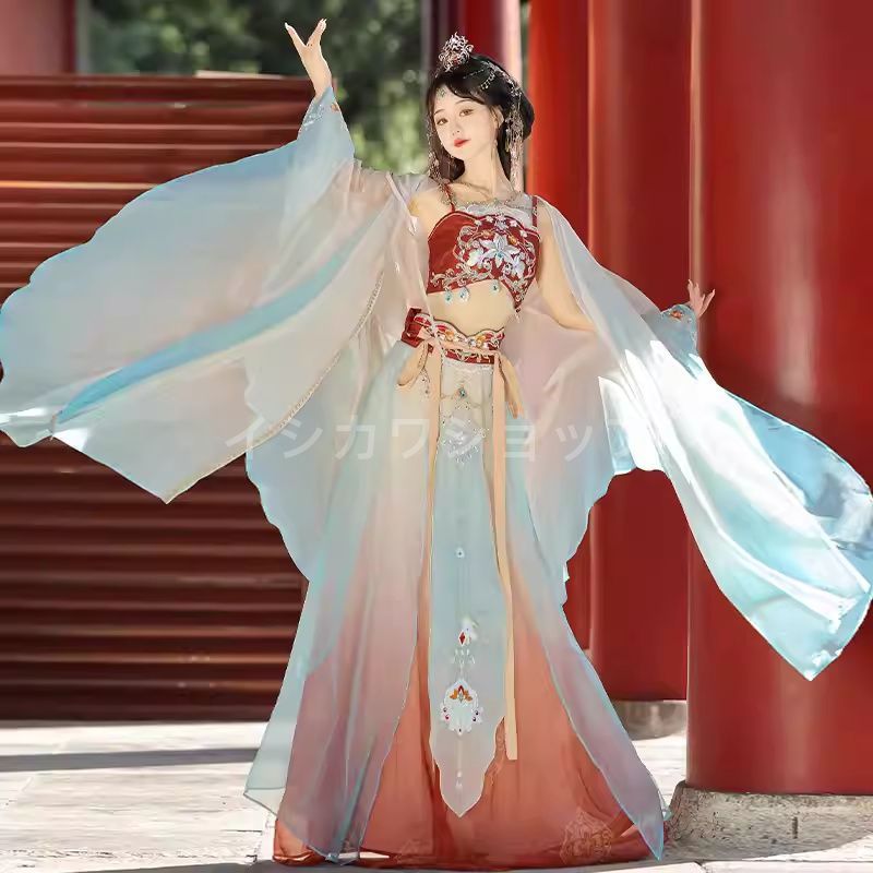 春秋モデル 女子用漢服 唐制 刺繍 吊り帯 斗篷 破裙 セット 華やか フォトジェニック イベント 記念日