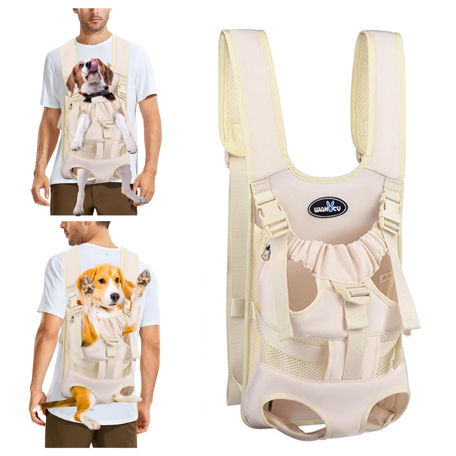 犬 抱っこ紐 キャリーバッグ ペットキャリー 猫 スリング ペット用 ペットバッグ 抱っこバッグ ストライプ 飛び出し防止 おんぶひも 両手解放 快適 2WAY メッシュ 小型犬 猫兼用 お出かけ 旅行 防災 お散歩 ベージュ XL