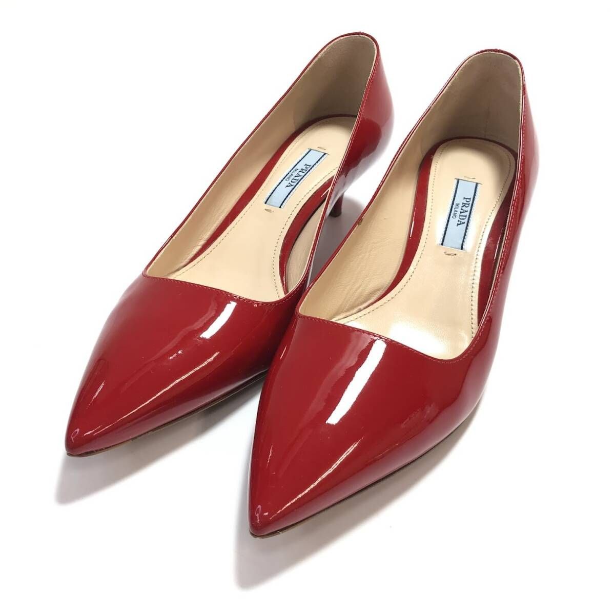 RADA プラダ エナメル 赤 レッド パンプス ヒール 36 鑑定済み