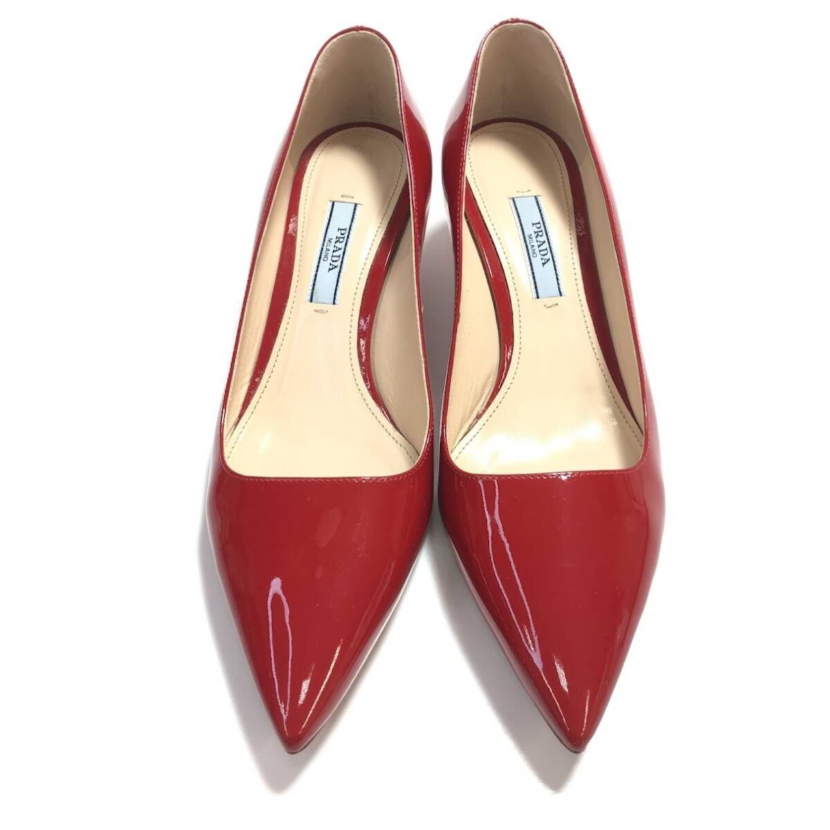 RADA プラダ エナメル 赤 レッド パンプス ヒール 36 鑑定済み