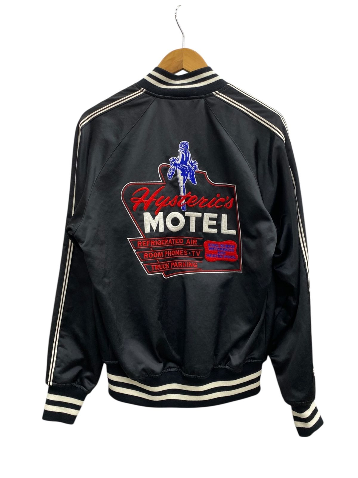 HYSTERIC GLAMOUR ヒステリックグラマー スカジャン サテンジャケット 刺繍 MOTEL 02221AB03 M ブラック メンズ 009