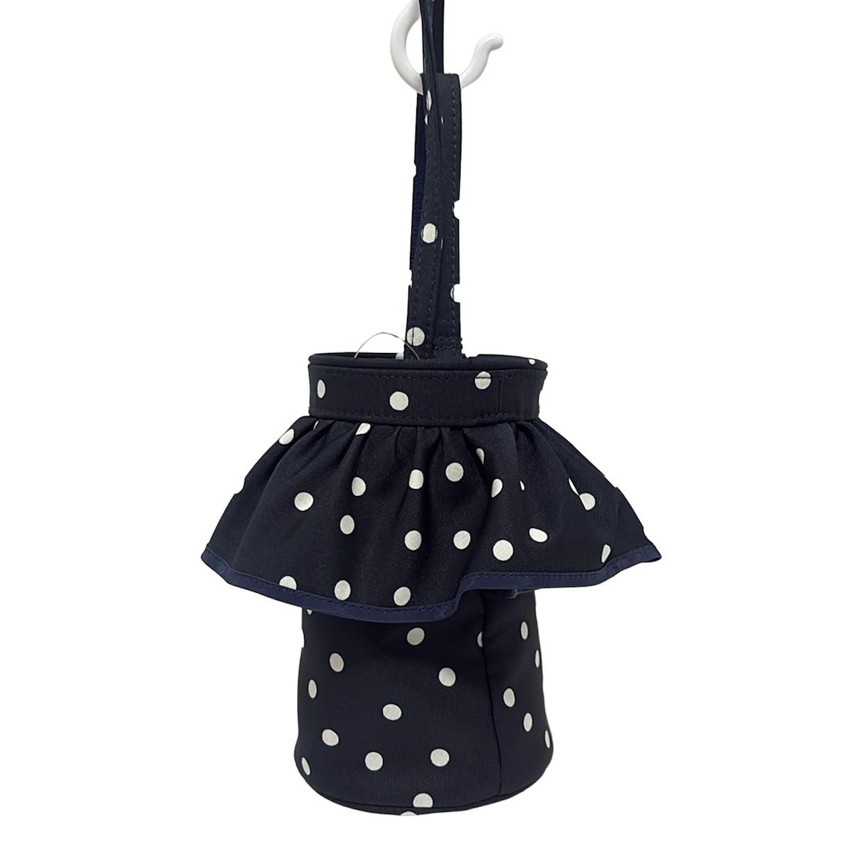 setsuko sagittaire セツコ サジテール ショルダーバッグ - ダークネイビー×白×ネイビー ドット柄 フリル 2way ミニバッグ