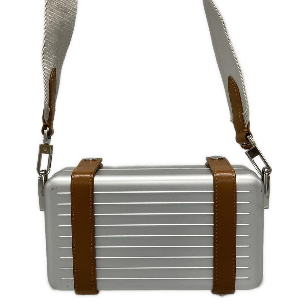 RIMOWA リモワ ショルダーバッグ クロスボディバッグ 99011000 シルバー×ブラウン ストラップ着脱可 ミニバッグ レザー DECORATOM_COM_BR