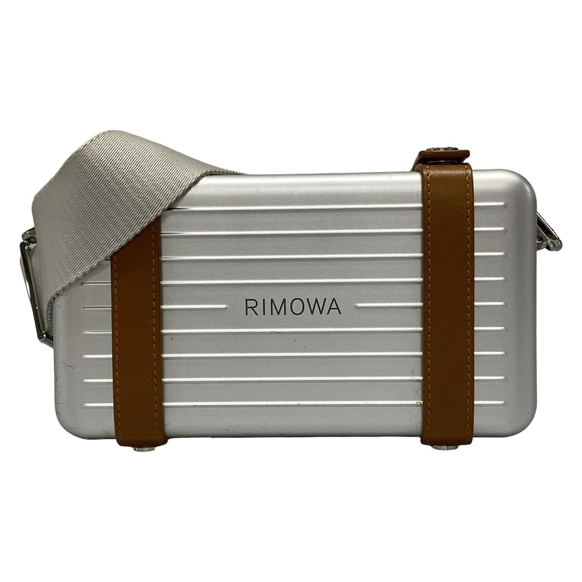 RIMOWA リモワ ショルダーバッグ クロスボディバッグ 99011000 シルバー×ブラウン ストラップ着脱可 ミニバッグ レザー