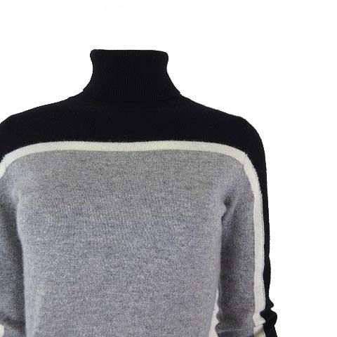 23区 オンワード樫山 ゴルフ GOLF 20AW ニット セーター カシミヤ ウール 長袖 タートルネック XS 0 杢 グレー 白 黒 ブラック ゴルフウエア