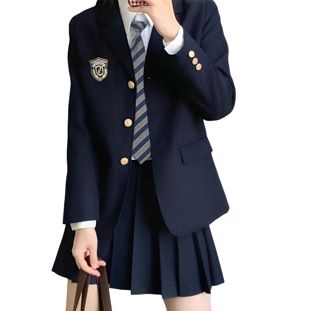AOTYP コスプレ 制服 高校制服 ブレザー 5点セット セーラー服 JK制服 シャツ ジャケット ネクタイ ワッペン プリーツスカート 黒 紺色 卒業式 入学式 通勤 通学 学園祭 文化祭