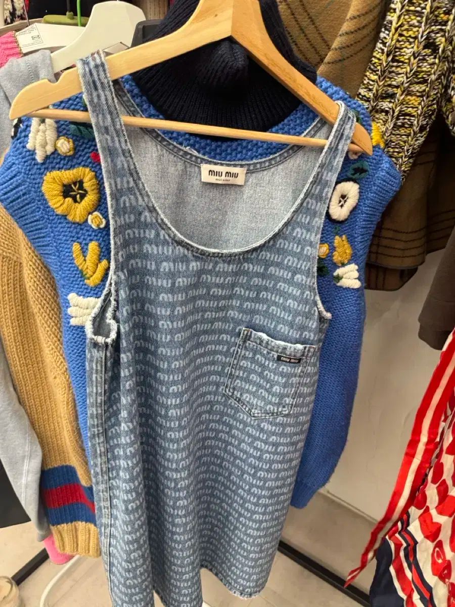 ミュウミュウ ロゴ デニム ノースリーブ ONE PIECE