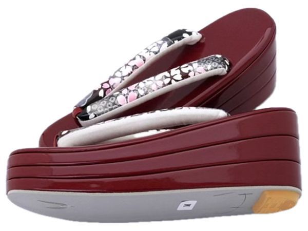  着物美人 み 草履 厚底 ハイヒール 振袖草履 訪問着草履 振袖 訪問着 色無地 成人式 結婚式 入学式 卒業式 お宮参り 草履赤 厚底草履 ハイヒール草履 大人 女性 M 22.5-23.5 エンジ 桜 363401 草履 和装履物