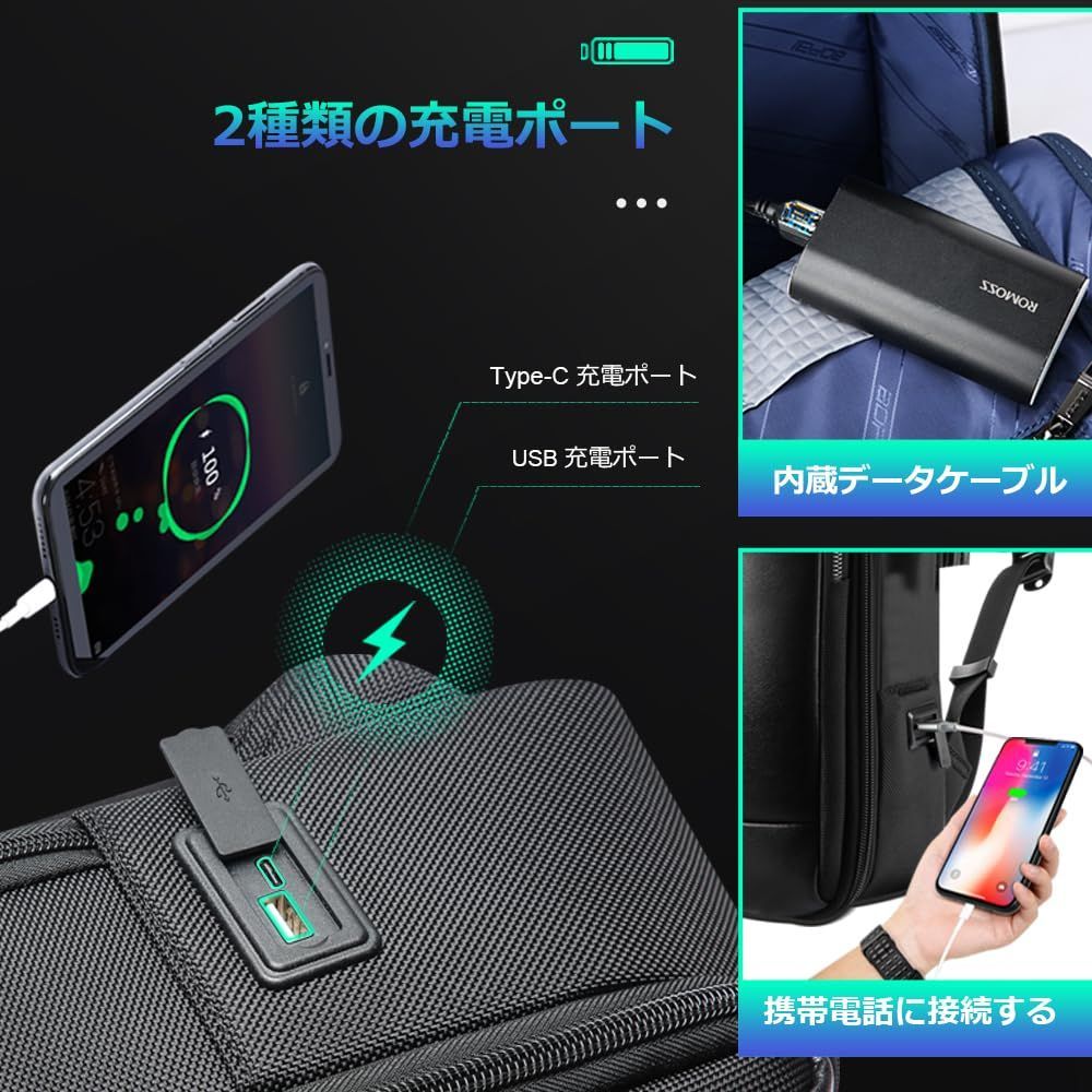 BOPAI ビジネスリュック メンズ 大容量 3way 4way防水バックパック USB充電ポート搭載 ラップトップバッグ 容量追加 通勤バッグ 通学 15.6インチパソコン対応 ブラック