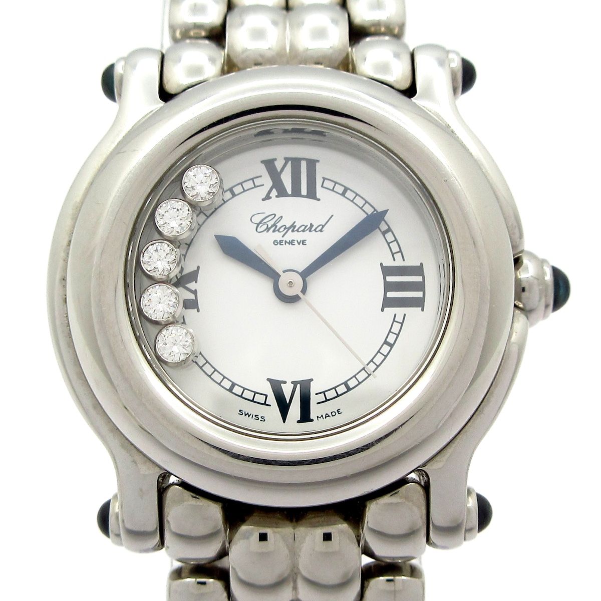 Chopard ショパール 腕時計 ハッピースポーツ 8245 レディース SS 5Pムービングダイヤ 白