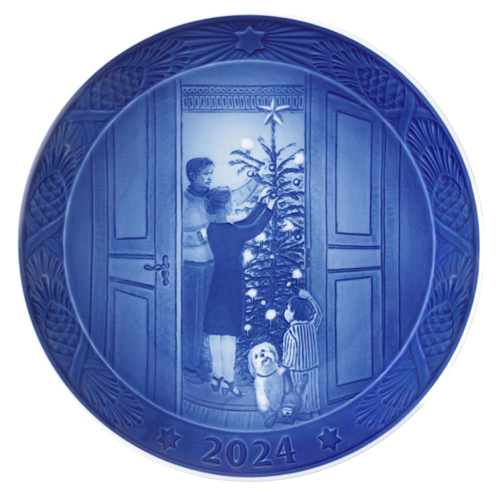 正規輸入品 ロイヤルコペンハーゲン イヤープレート 版 CHRISTMAS ANTICIPATION 直径約18cm ブルー 1070754