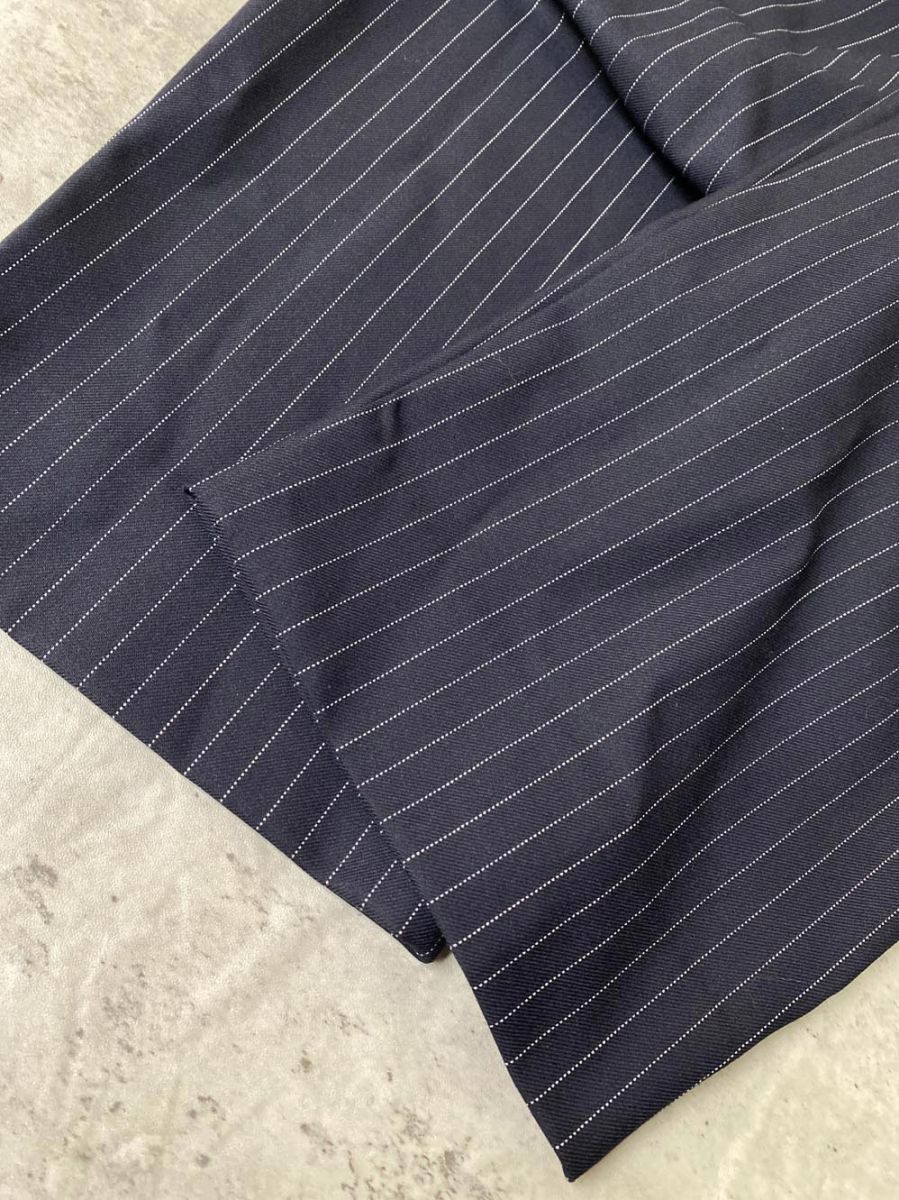  INDIVI インディヴィ 大きいサイズ ストライプ テーパード パンツ size 19 濃紺 メンズ その他 パンツ