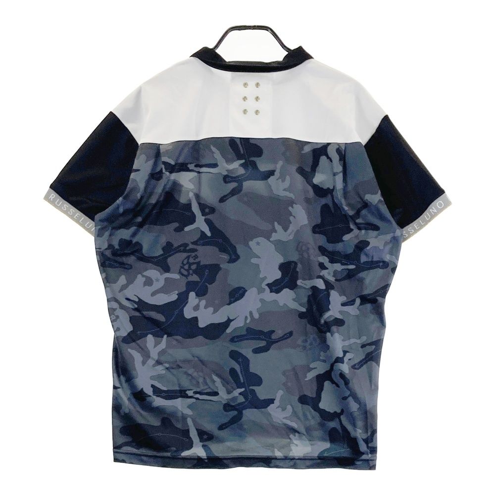 サイズ 7 RUSSELUNO ラッセルノ 半袖ポロシャツ ルチャ 迷彩 カモフラ柄 ブラック系 240101435912 ゴルフウェア メンズ ストスト