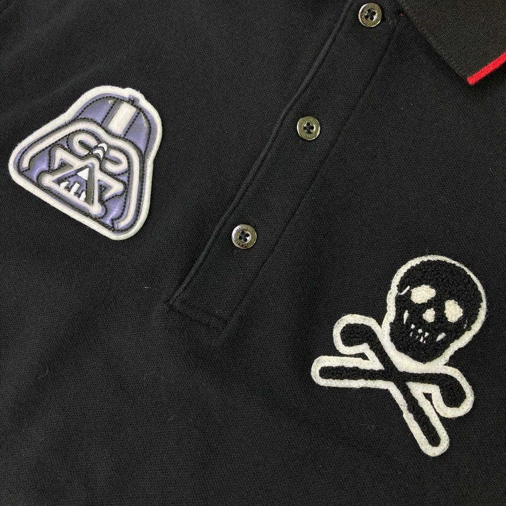 サイズ M MARK-LONA マークアンドロナ × STAR WARS ダースベイダー ワッペン付 半袖ポロシャツ ブラック系 240101480849 ゴルフウェア メンズ ストスト LLC-HASEGAWATOSO_COM