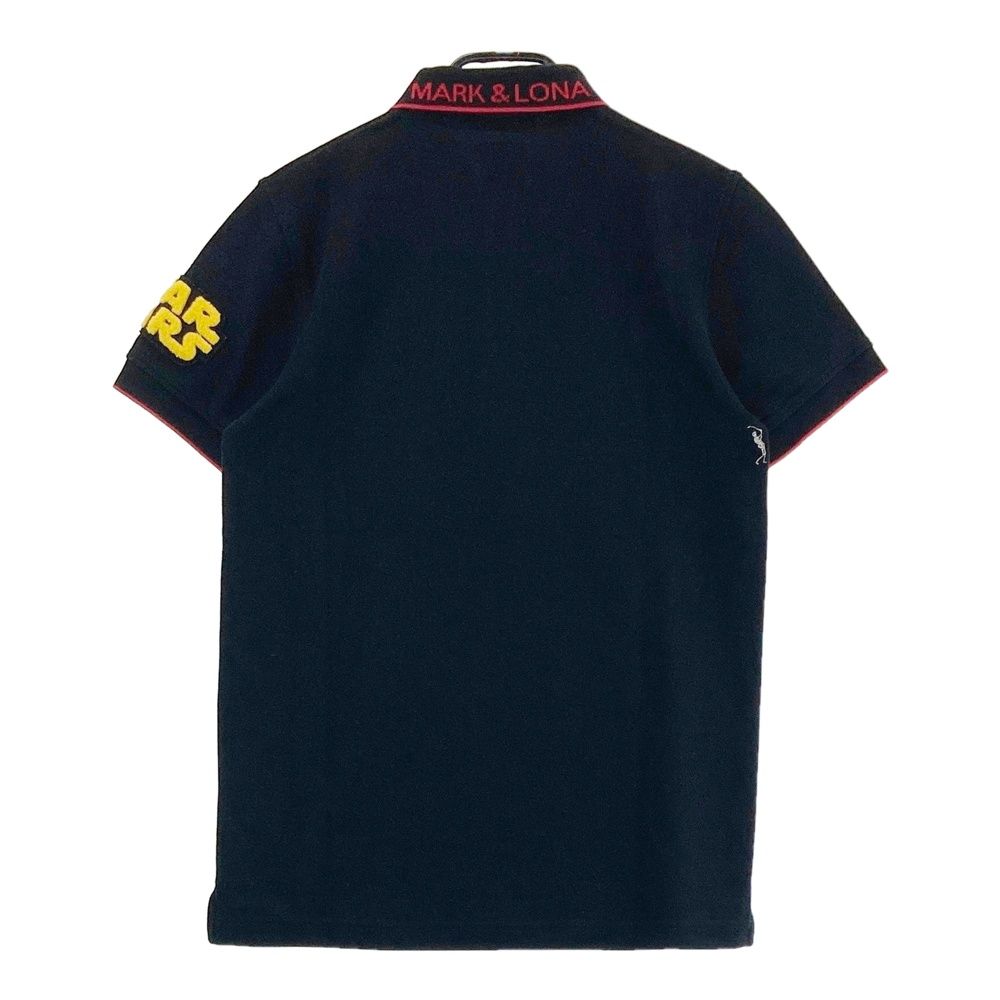 サイズ M MARK-LONA マークアンドロナ × STAR WARS ダースベイダー ワッペン付 半袖ポロシャツ ブラック系 240101480849 ゴルフウェア メンズ ストスト