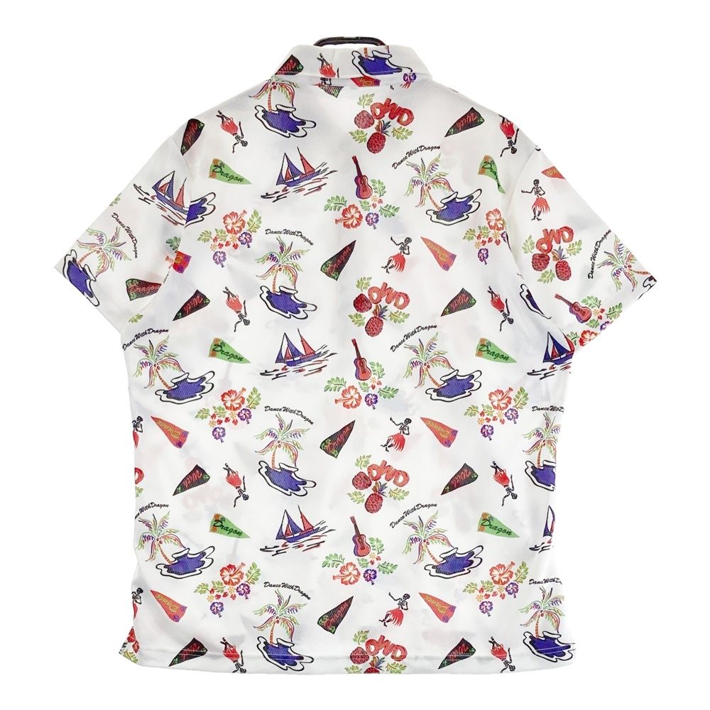 サイズ 4 DANCE WITH DRAGON ダンスウィズドラゴン 半袖ポロシャツ スカル アロハ柄 ホワイト系 240101514540 ゴルフウェア メンズ ストスト