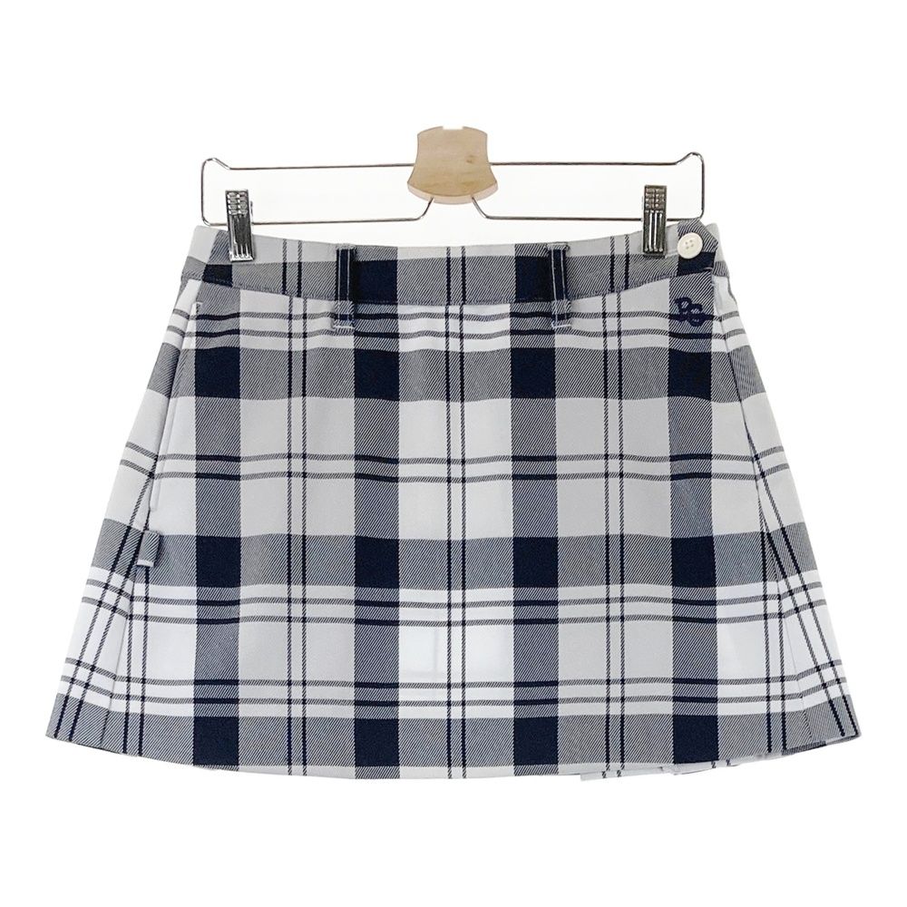 サイズ 1 PEARLY GATES パーリーゲイツ モデル ストレッチ スカート バックプリーツ チェック柄 グレー系 ゴルフウェア レディース ストスト