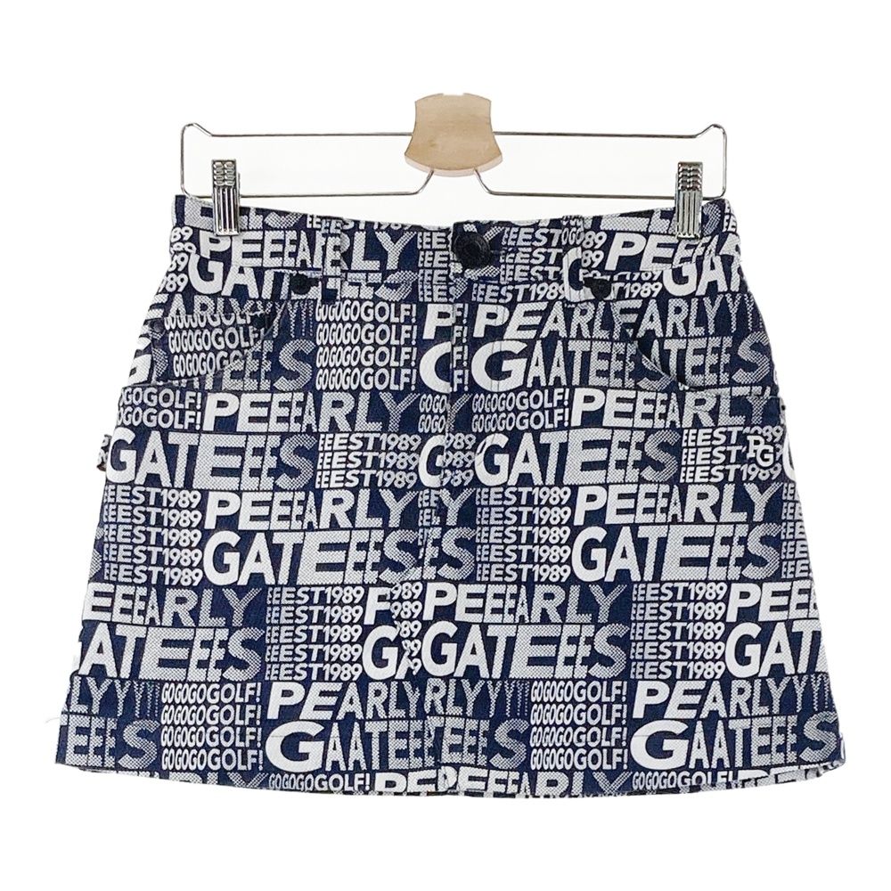 サイズ 1 PEARLY GATES パーリーゲイツ モデル ストレッチ スカート ロゴ総柄 ネイビー系 240101548376 ゴルフウェア レディース ストスト