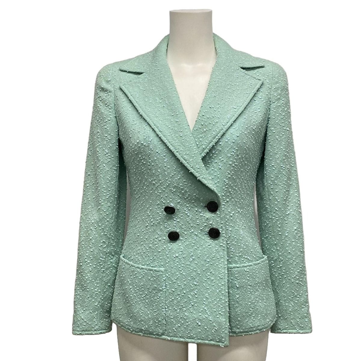 CHANEL シャネル ジャケット サイズ36 S レディース - P08886 ライトグリーン×ライトブルー 長袖 肩パッド 春 秋 ウール
