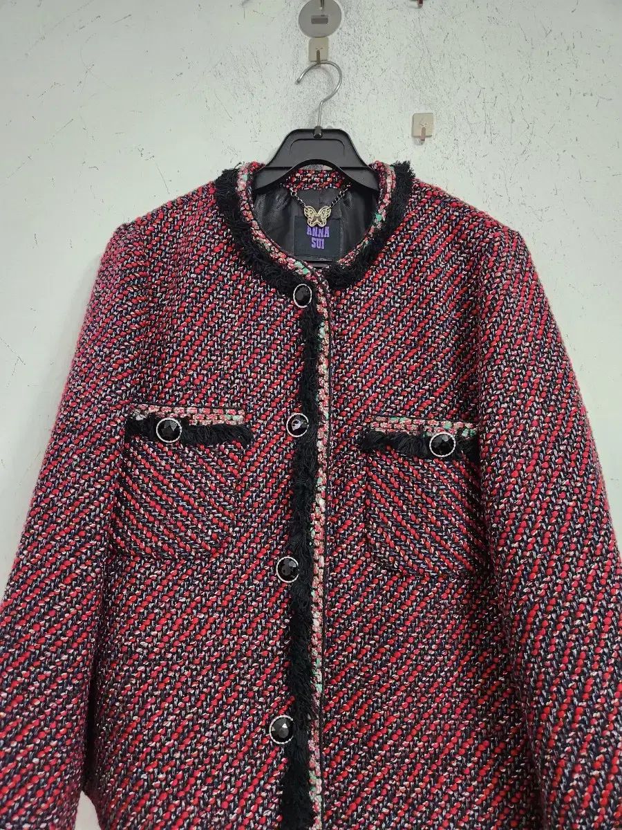アナスイ ツイード ジャケット レッド ブラック