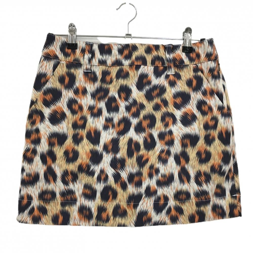ラウドマウス スカート 黒×オレンジ ファジーレオパード 内側インナーパンツ レディース L ゴルフウェア LOUDMOUTH