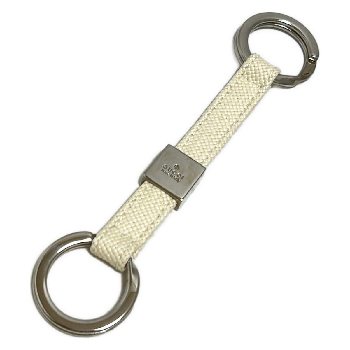 GUCCI グッチ キーホルダー チャーム - アイボリー×シルバー キーリング