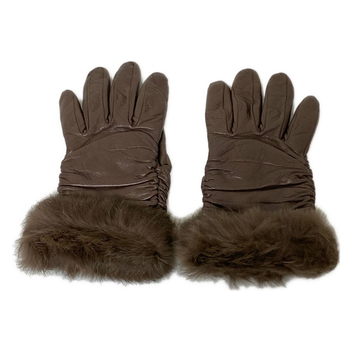 Sermoneta gloves セルモネータグローブス 手袋 レディース - ダークブラウン レザー ファー