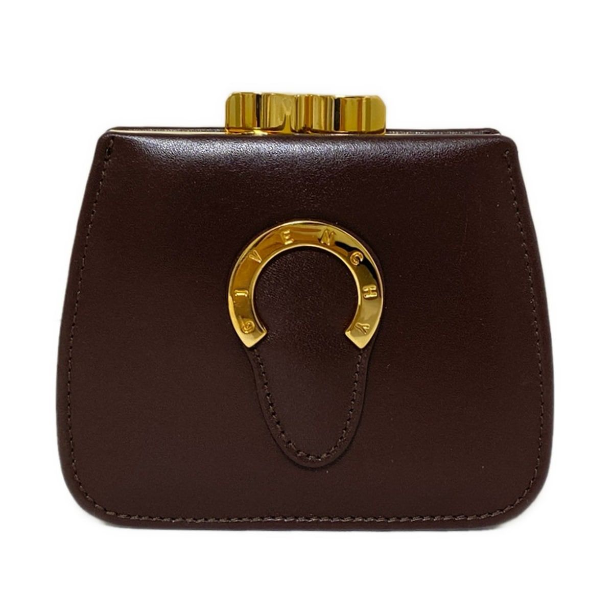 GIVENCHY(ジバンシー) コインケース - ボルドー×ゴールド がま口 レザー