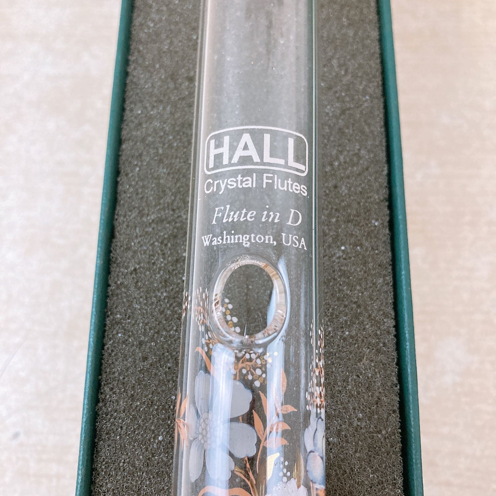 HALL クリスタル ガラス フルート 花柄 透明フルート 302 Carolina Flute in D D管 インテリア 楽器 プレゼント 品