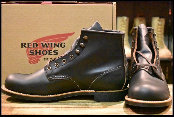 9.5D 23年 レッドウィング 3345 ブラックスミス 黒 プレーリー プレーントゥ レースアップ ブーツ redwing HOPESMORE GP179